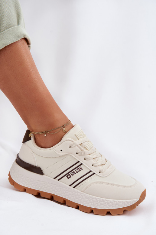 Sneakers modelio batai Moteriškas su platforma Big Star TT274881 Hi-Poly System smėlio spalvos