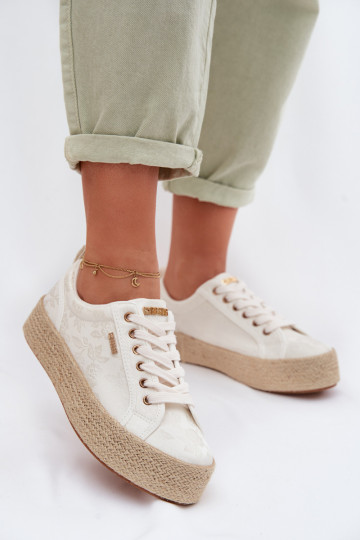 Espadrilės su platforma Big Star TT274346 dramblio kaulo spalvos