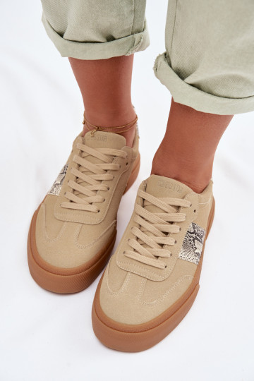 Sneakers modelio batai Moteriškas Ze INstaĮkami Gyvatės oda Big Star TT274298 smėlio spalvos