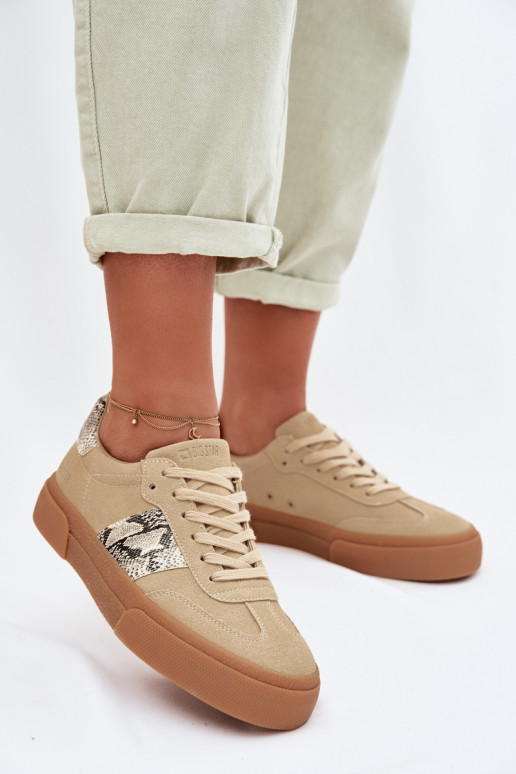 Sneakers modelio batai Moteriškas Ze INstaĮkami Gyvatės oda Big Star TT274298 smėlio spalvos
