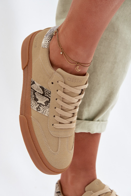 Sneakers modelio batai Moteriškas Ze INstaĮkami Gyvatės oda Big Star TT274298 smėlio spalvos