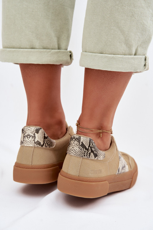 Sneakers modelio batai Moteriškas Ze INstaĮkami Gyvatės oda Big Star TT274298 smėlio spalvos