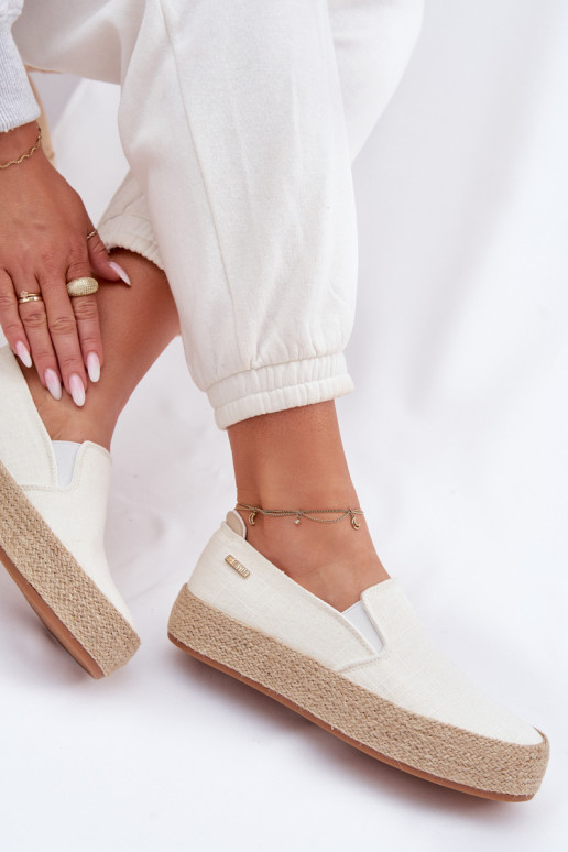 Espadrilės su platforma Big Star TT274090 dramblio kaulo spalvos