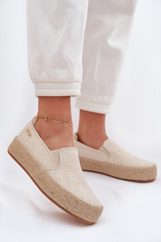 Espadrilės su platforma Big Star TT274089 smėlio spalvos