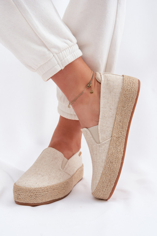 Espadrilės su platforma Big Star TT274089 smėlio spalvos