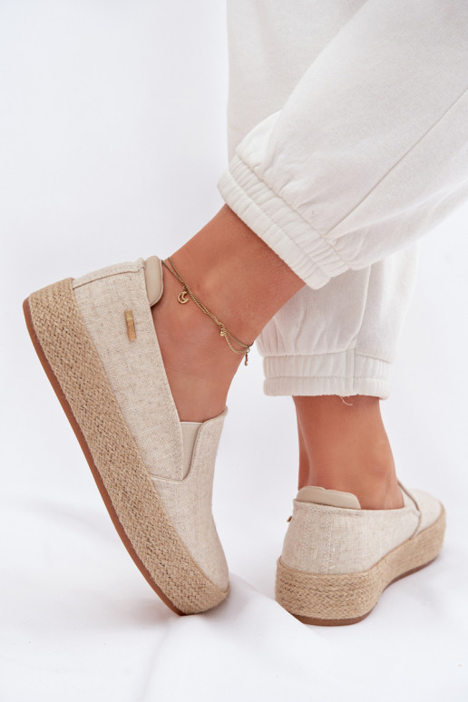 Espadrilės su platforma Big Star TT274089 smėlio spalvos