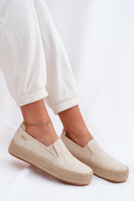 Espadrilės su platforma Big Star TT274089 smėlio spalvos