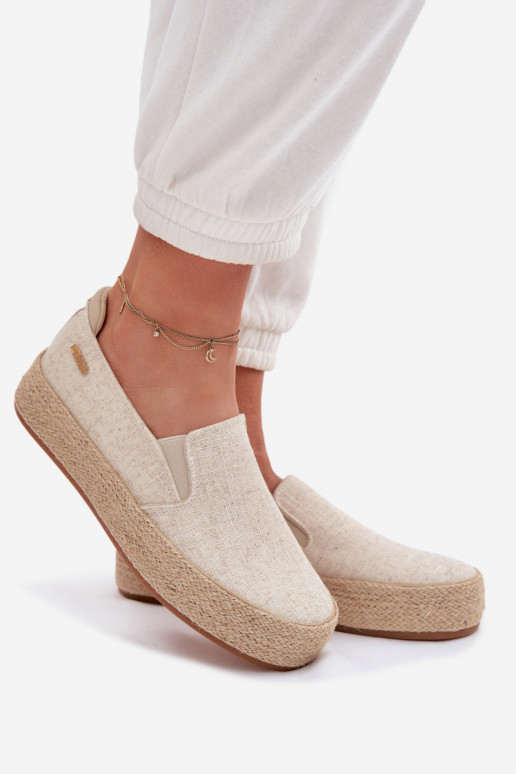 Espadrilės su platforma Big Star TT274089 smėlio spalvos