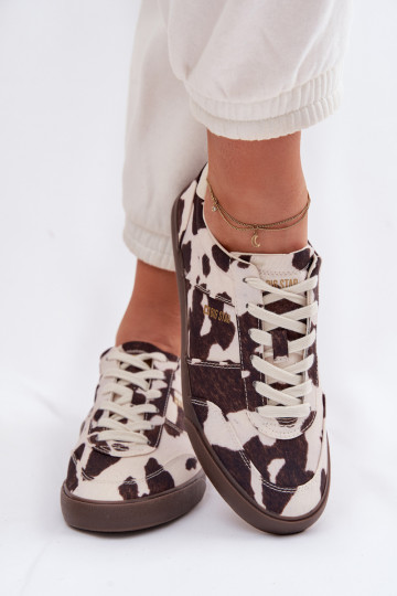 Sneakers modelio batai Moteriškas IN Łaty Big Star TT274369 Baltos-rudos spalvos