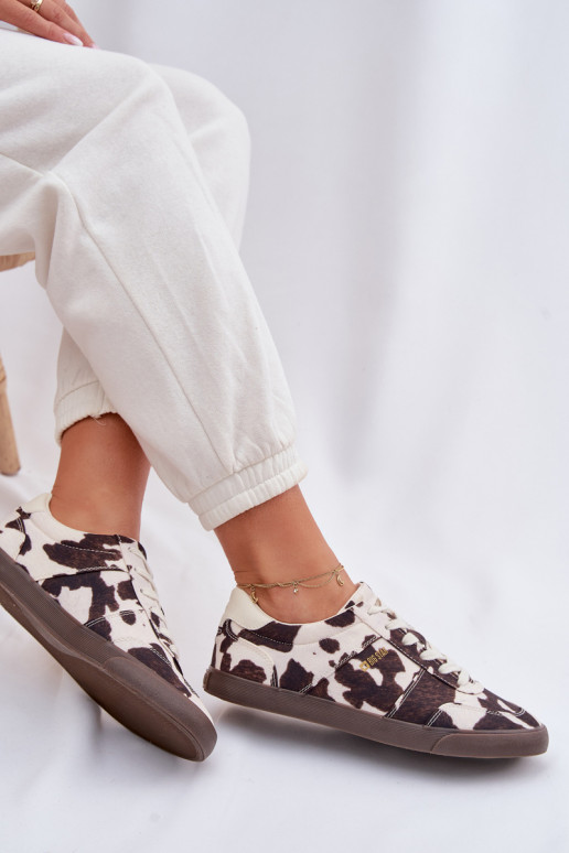 Sneakers modelio batai Moteriškas IN Łaty Big Star TT274369 Baltos-rudos spalvos