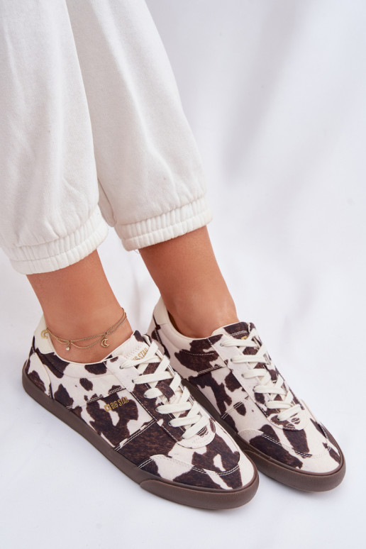 Sneakers modelio batai Moteriškas IN Łaty Big Star TT274369 Baltos-rudos spalvos