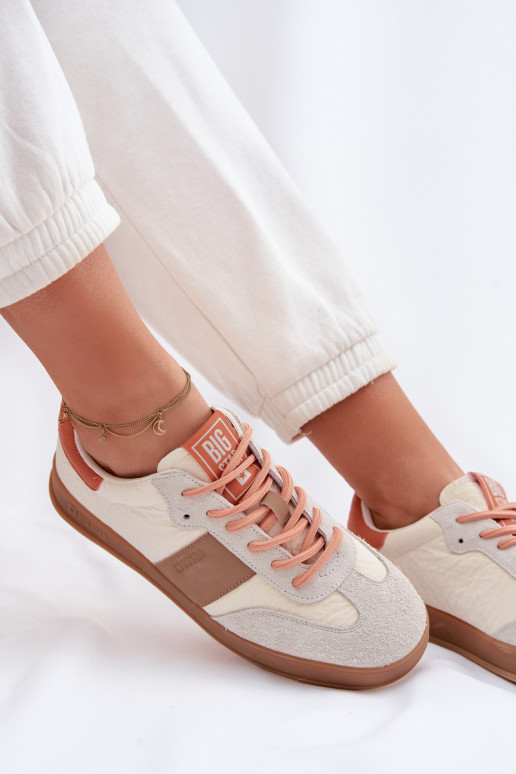 Oda iš zomšos Sneakers modelio batai Moteriškas Big Star TT274725 smėlio spalvos