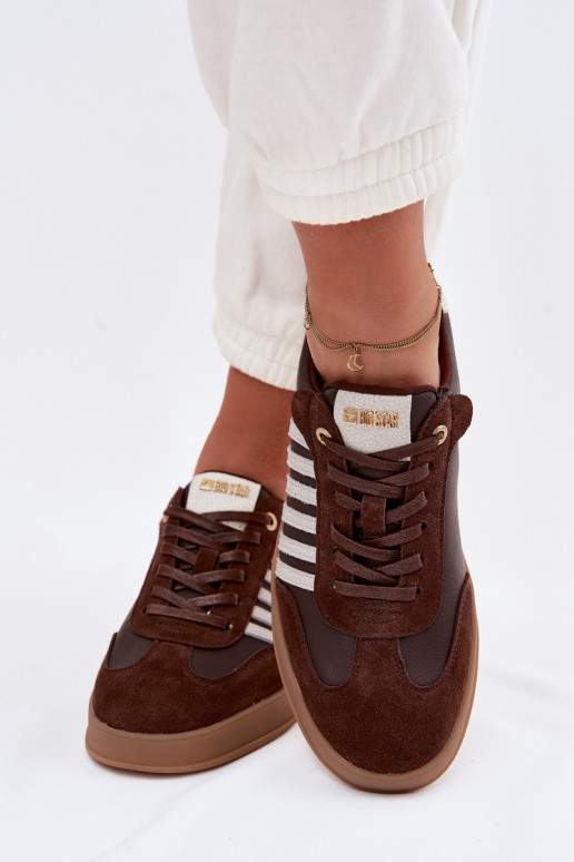 Sneakers modelio batai MoteriškassuĮjungtaturalnej Skóry I iš zomšosu Big Star TT274715 CzekoladoĮe