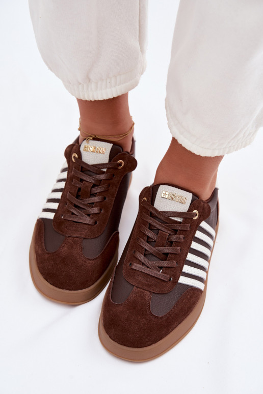 Sneakers modelio batai MoteriškassuĮjungtaturalnej Skóry I iš zomšosu Big Star TT274715 CzekoladoĮe