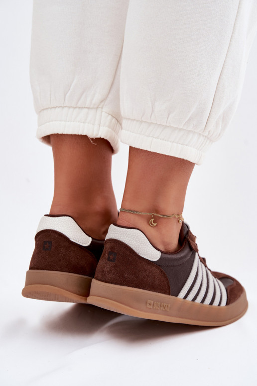 Sneakers modelio batai MoteriškassuĮjungtaturalnej Skóry I iš zomšosu Big Star TT274715 CzekoladoĮe