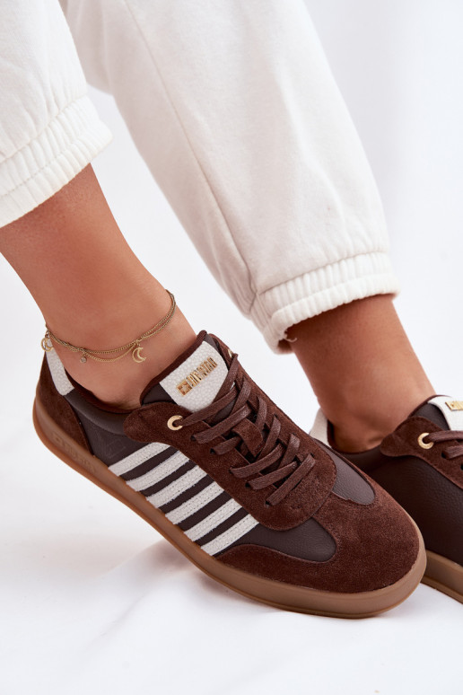 Sneakers modelio batai MoteriškassuĮjungtaturalnej Skóry I iš zomšosu Big Star TT274715 CzekoladoĮe