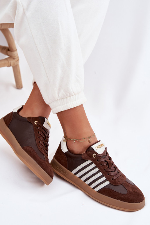 Sneakers modelio batai MoteriškassuĮjungtaturalnej Skóry I iš zomšosu Big Star TT274715 CzekoladoĮe