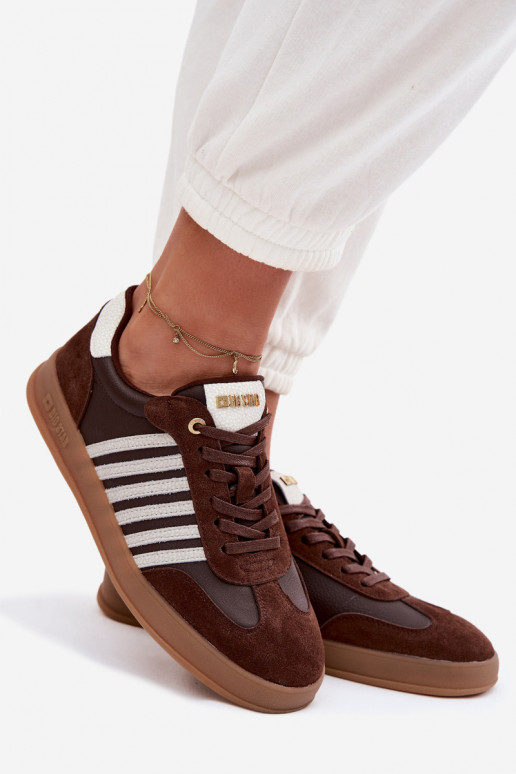 Sneakers modelio batai MoteriškassuĮjungtaturalnej Skóry I iš zomšosu Big Star TT274715 CzekoladoĮe