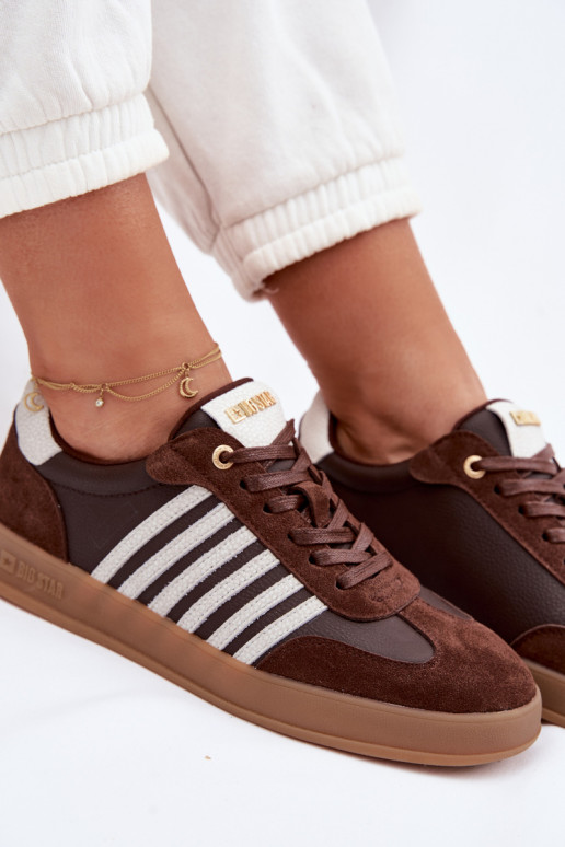 Sneakers modelio batai MoteriškassuĮjungtaturalnej Skóry I iš zomšosu Big Star TT274715 CzekoladoĮe