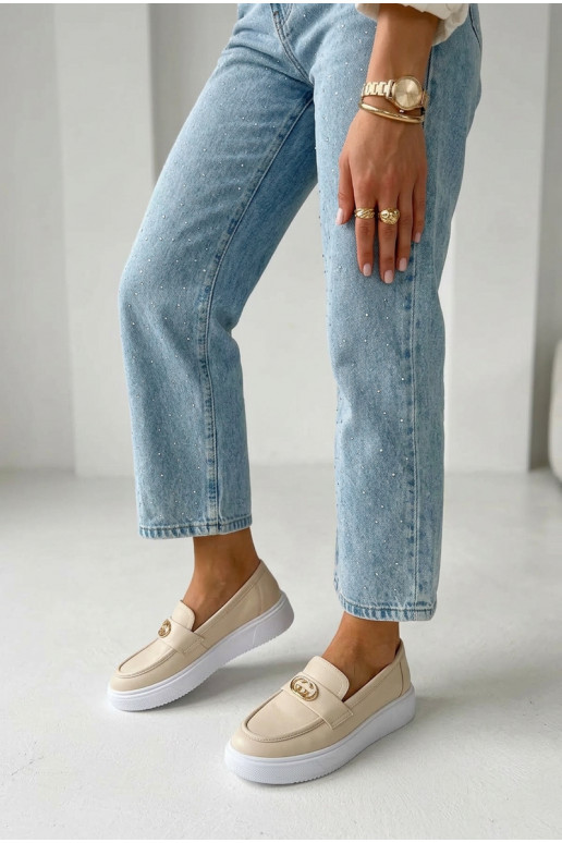 Oda Moteriški mokasinai platformoje Vinceza 39974 smėlio spalvos