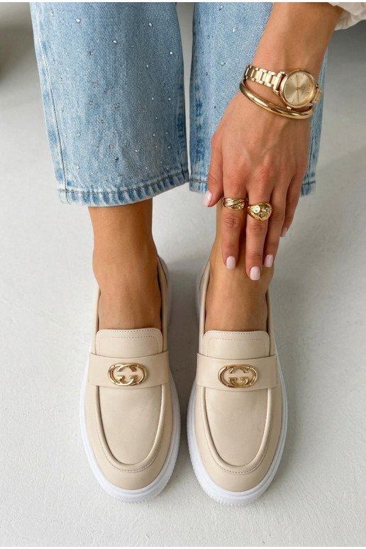 Oda Moteriški mokasinai platformoje Vinceza 39974 smėlio spalvos