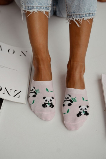 Mikropolyesterinės moteriškos kojinės Panda Bear rožinės spalvos