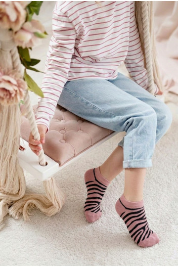 Puskojinės Vaikiški Jaunimas Zebra rožinės spalvos