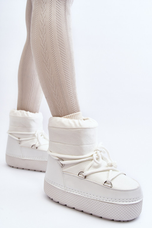 Moteriškas sniego batai su stilingomis detalėmis baltos spalvos Toolsa