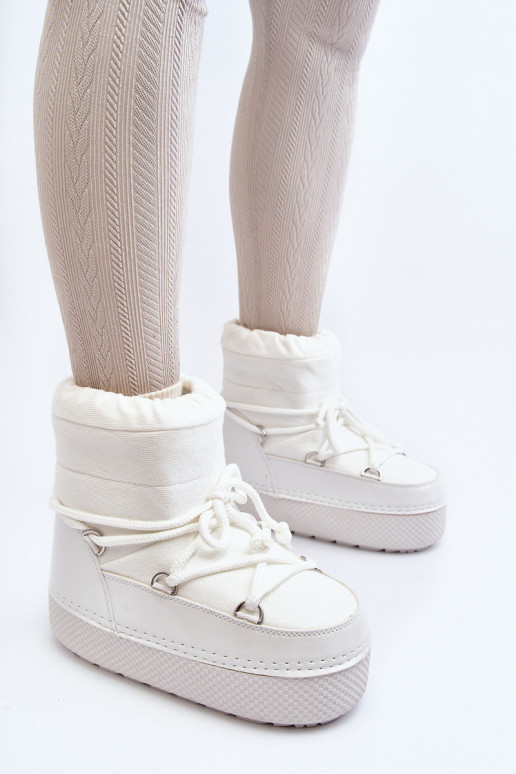 Moteriškas sniego batai su stilingomis detalėmis baltos spalvos Toolsa