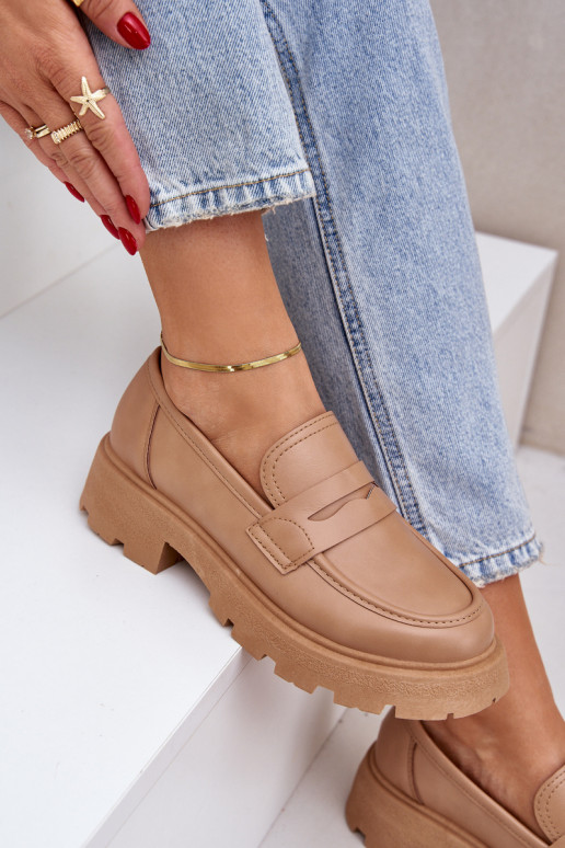 moteriški mokasinai iš eko odos smėlio spalvos Sendall