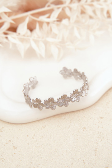 Apyrankė Moteriška iš nerūdijančio plieno su gėlių motyvaisuszki sidabro spalvos 2