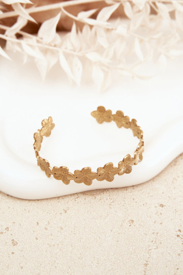 Apyrankė Moteriška iš nerūdijančio plieno su gėlių motyvaisuszki aukso spalvos 2