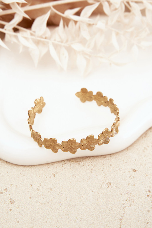 Apyrankė Moteriška iš nerūdijančio plieno su gėlių motyvaisuszki aukso spalvos