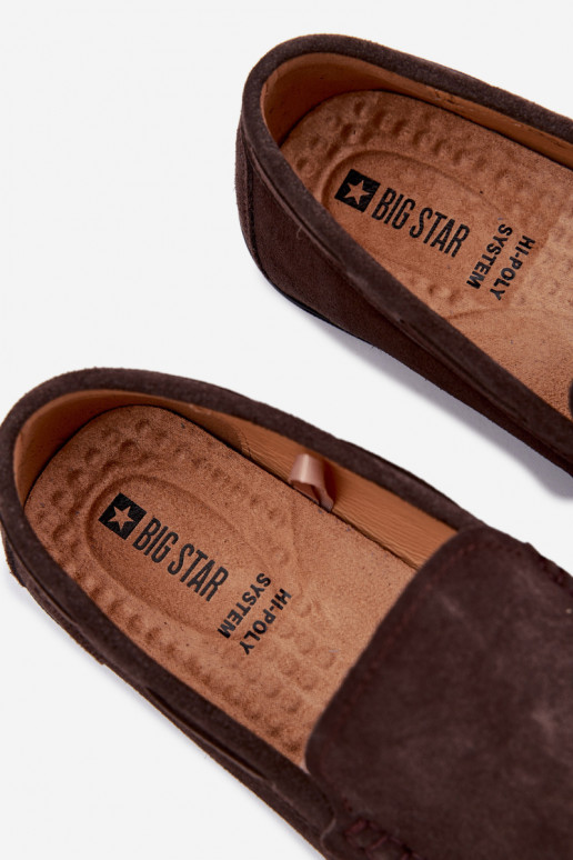 Mokasinai vyramssuĮjungtaturalnego iš zomšosu Big Star TT174202 CzekoladoĮe