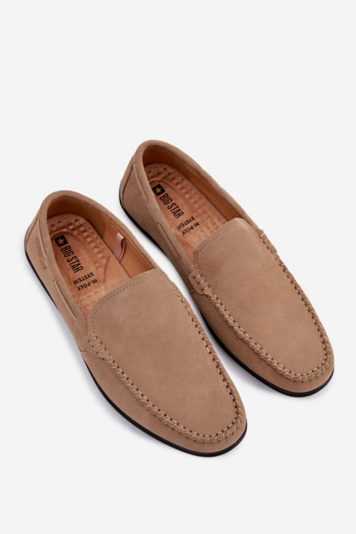 Mokasinai vyramssuĮjungtaturalnego iš zomšosu Big Star TT174201 smėlio spalvos