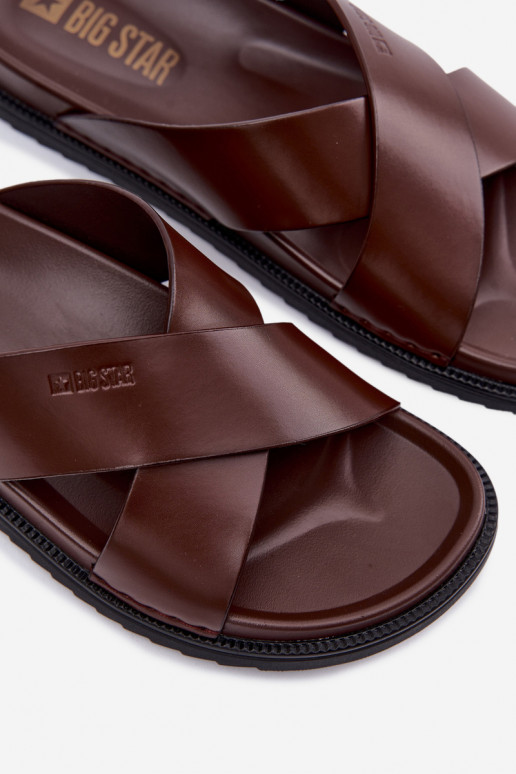 Odinės šlepetės vyrams Big Star TT174218 tamsiai rudos spalvos