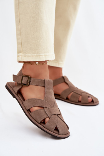 Lygiapadės basutės moterimssuĮjungtaturalnego iš zomšosu Big Star TT274250 smėlio spalvos