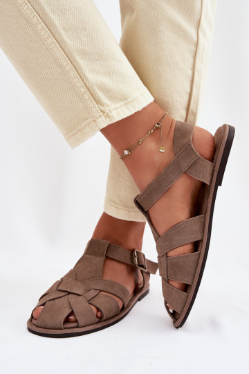 Lygiapadės basutės moterimssuĮjungtaturalnego iš zomšosu Big Star TT274250 smėlio spalvos 2