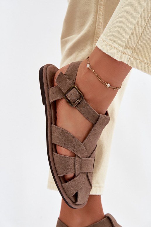 Lygiapadės basutės moterimssuĮjungtaturalnego iš zomšosu Big Star TT274250 smėlio spalvos