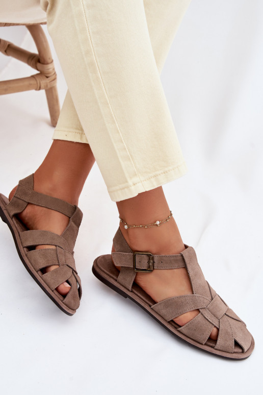 Lygiapadės basutės moterimssuĮjungtaturalnego iš zomšosu Big Star TT274250 smėlio spalvos