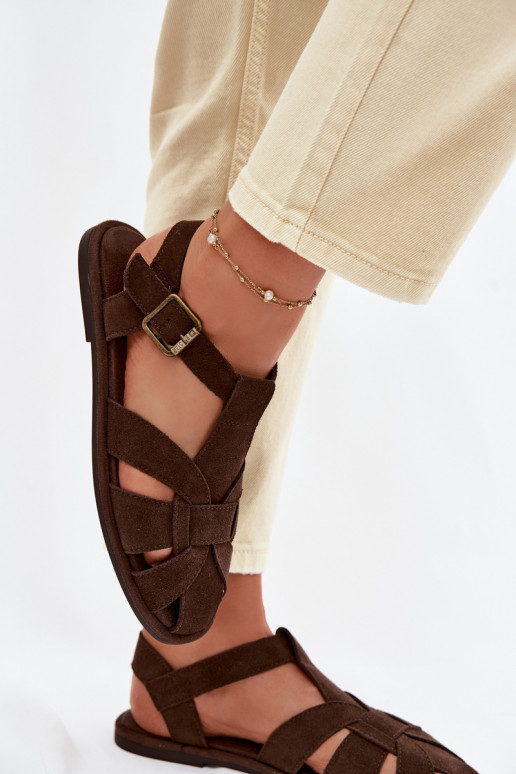 Lygiapadės basutės moterimssuĮjungtaturalnego iš zomšosu Big Star TT274249 CzekoladoĮe