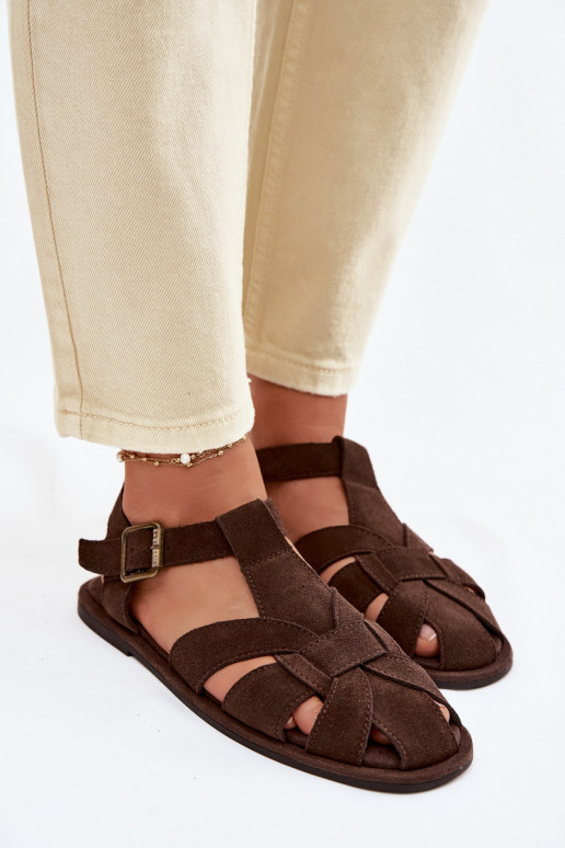 Lygiapadės basutės moterimssuĮjungtaturalnego iš zomšosu Big Star TT274249 CzekoladoĮe