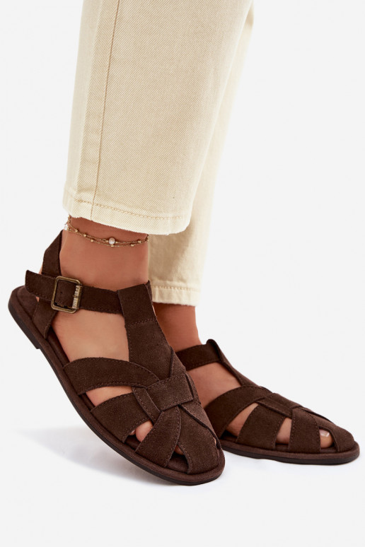 Lygiapadės basutės moterimssuĮjungtaturalnego iš zomšosu Big Star TT274249 CzekoladoĮe