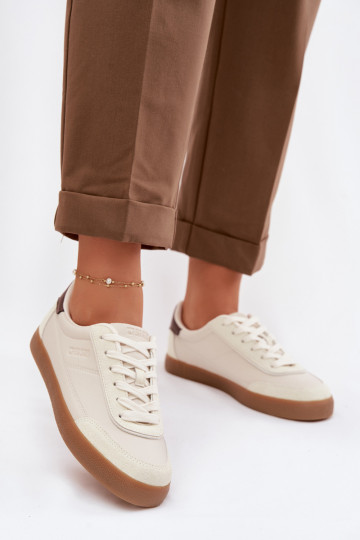 Sneakers modelio batai Moteriškas iš eko odos Big Star TT274311 dramblio kaulo spalvos