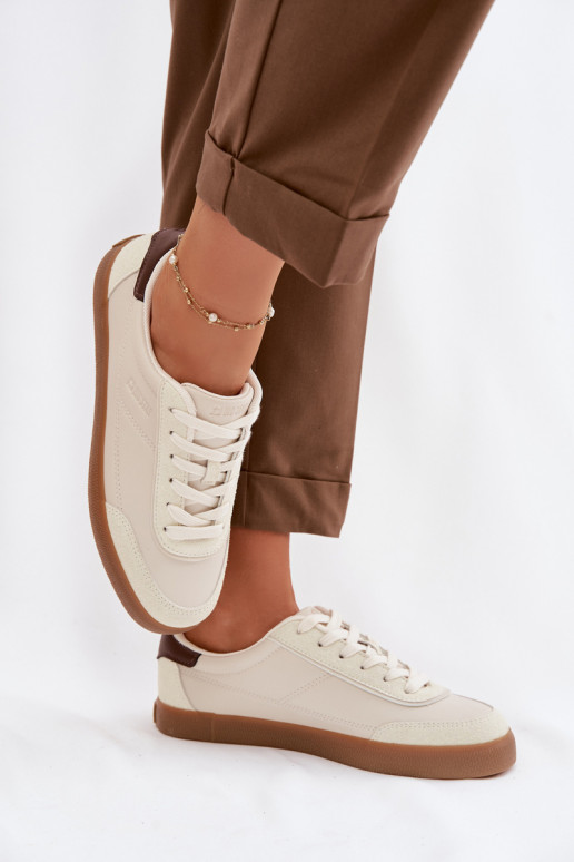 Sneakers modelio batai Moteriškas iš eko odos Big Star TT274311 dramblio kaulo spalvos