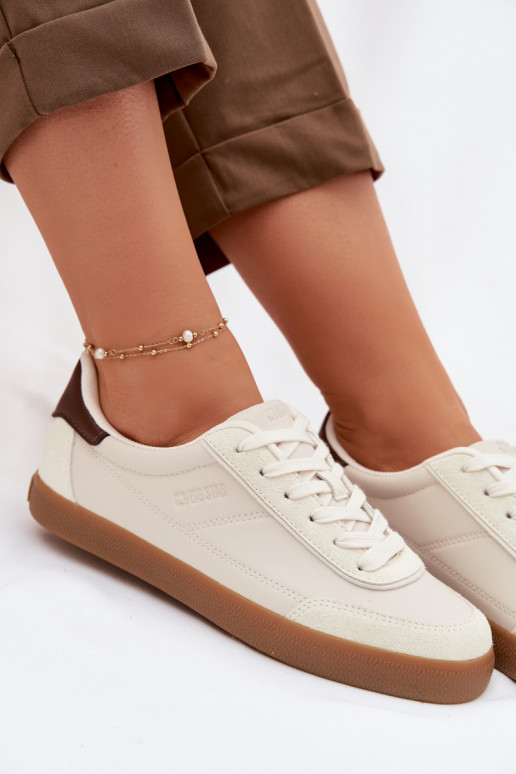 Sneakers modelio batai Moteriškas iš eko odos Big Star TT274311 dramblio kaulo spalvos