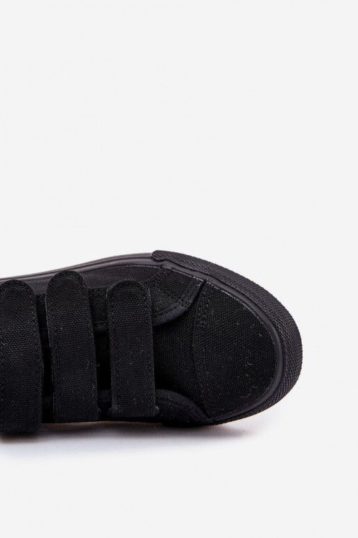 Jaunimas lygiapadžiai sportbačiai su lipniais užsegimais juodos spalvos Dilan