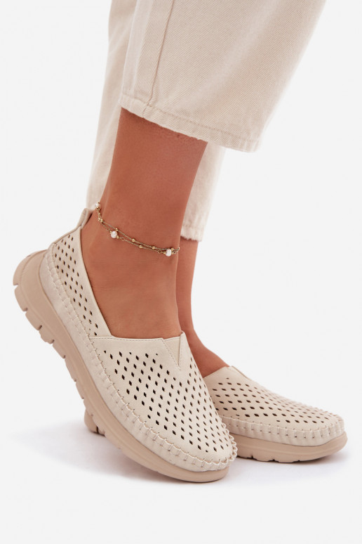 su aužūro elementais  moteriški mokasinai Sergio Leone MK099H smėlio spalvos-aukso spalvos