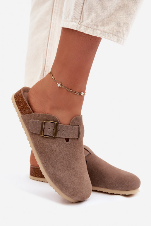 Moteriškos šlepetės KlumpėssuĮjungtaturalnego iš zomšosu Vinceza 101332 smėlio spalvos