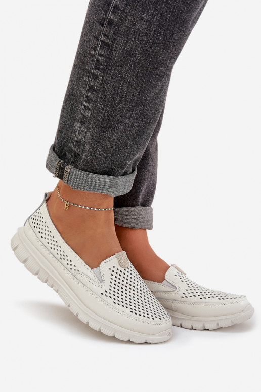  Oda su aužūro elementais Moteriški mokasinai platformoje baltos spalvos Tanelora